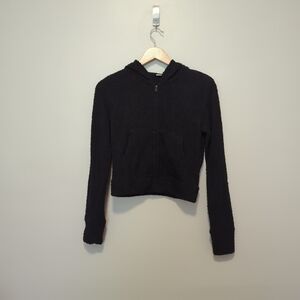 So Black Fuzzy Hoodie